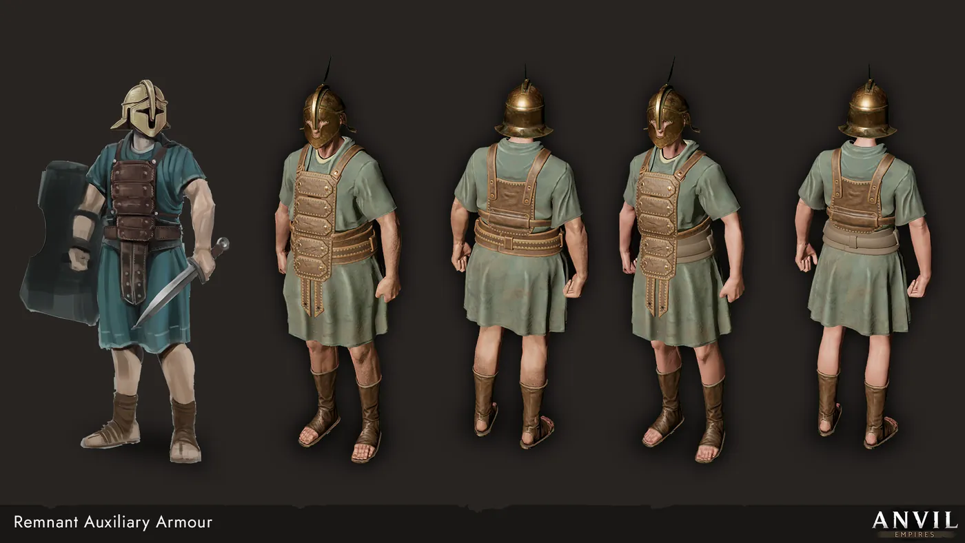 Armure d'Auxiliary des Remnants portée par cinq avatars