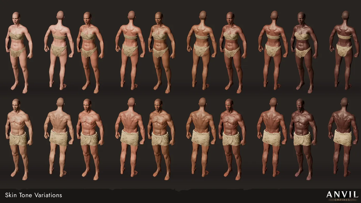Rangées d'avatars aux teintes de peau différentes
